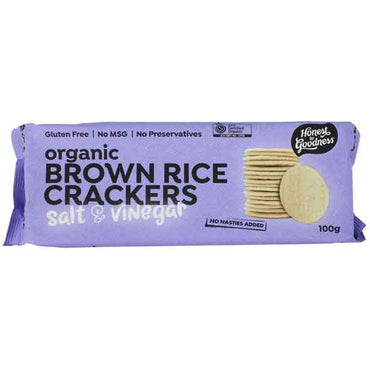 Honest to Goodness Organic Brown Rice Crackers Salt and Vinegar 100g